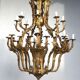 Pair of Louis XV style chandeliers golden bronze 36 lights
