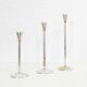 Set of 3 silver metal candle holders