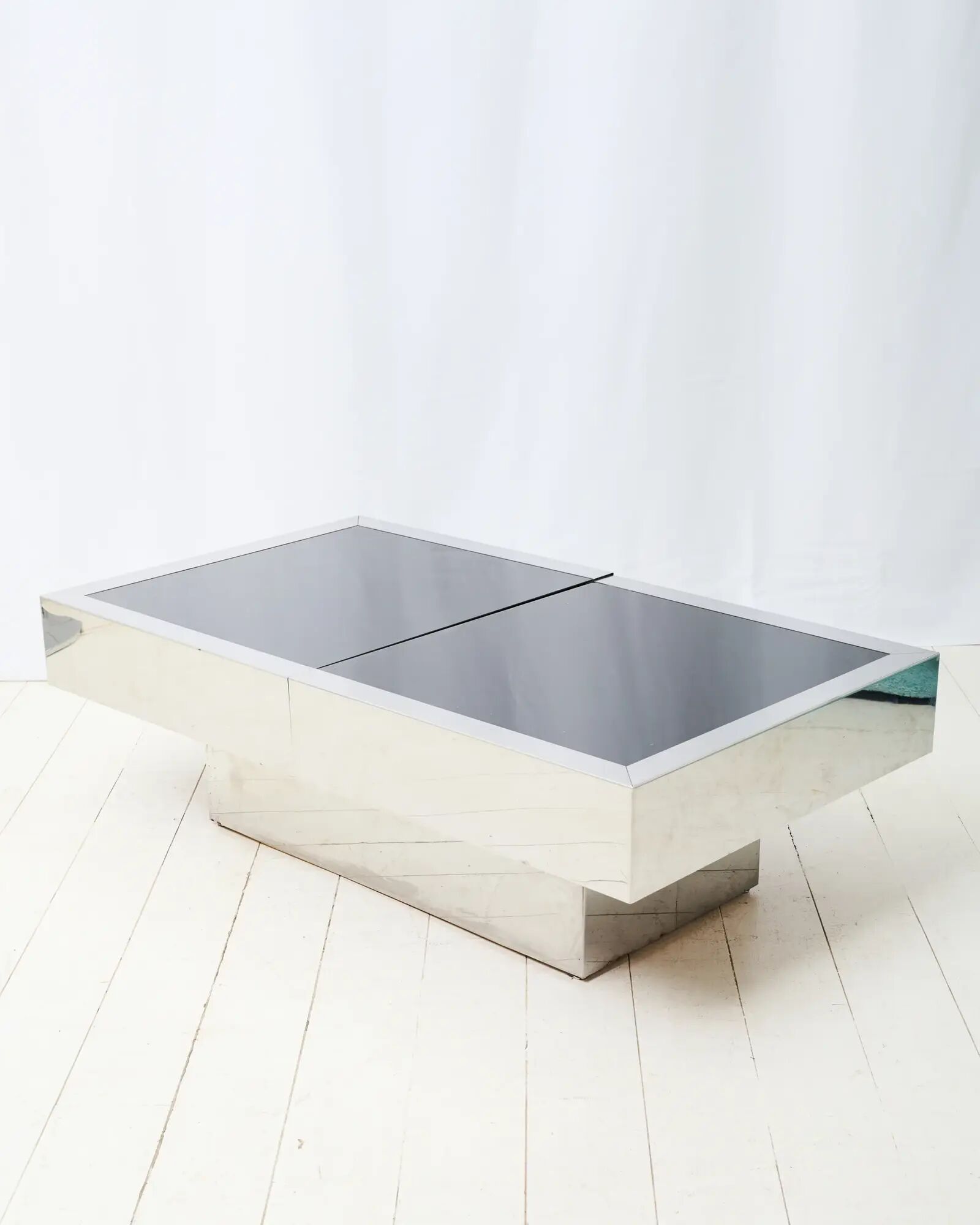 Black and chrome bar coffee table, Willy Rizzo, Cidue, 1970s