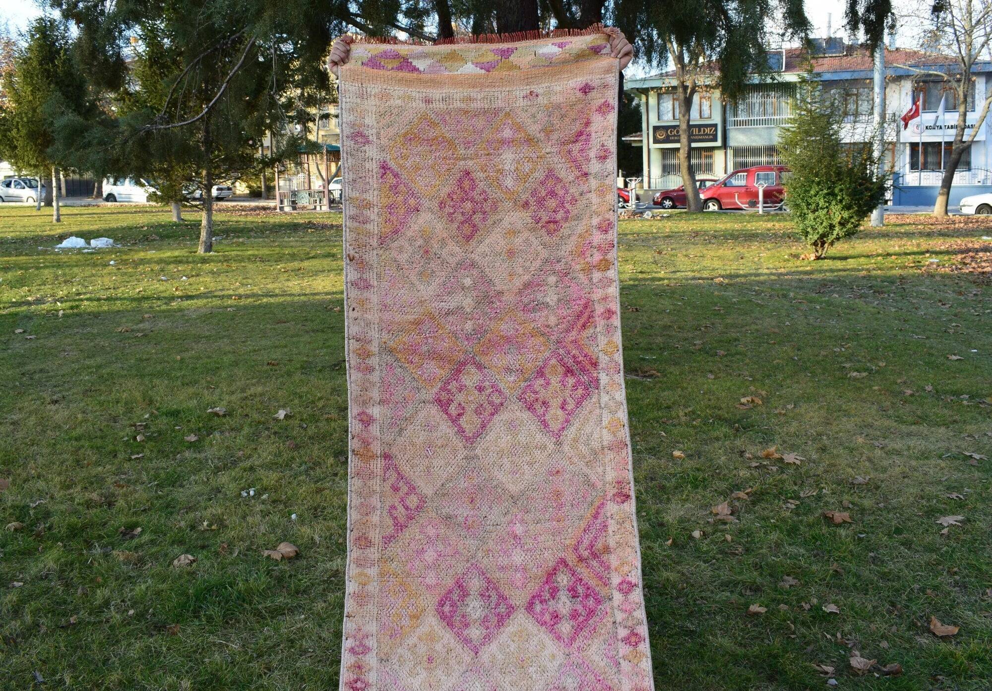 Vintage Turkish hallway rug 80x412 cm