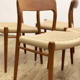 4 Danish Mid-Century Teak Dining Chairs #75, Niels O. Møller for J. L. Moller