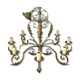 Lustre 8 branches en fer forgé patine gris de vert  et dorure ancien