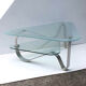 Brushed metal and smoked glass coffee table from the 1970s