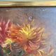 Ancient painting, dead nature with dahlias, signed, dated, late 19th century