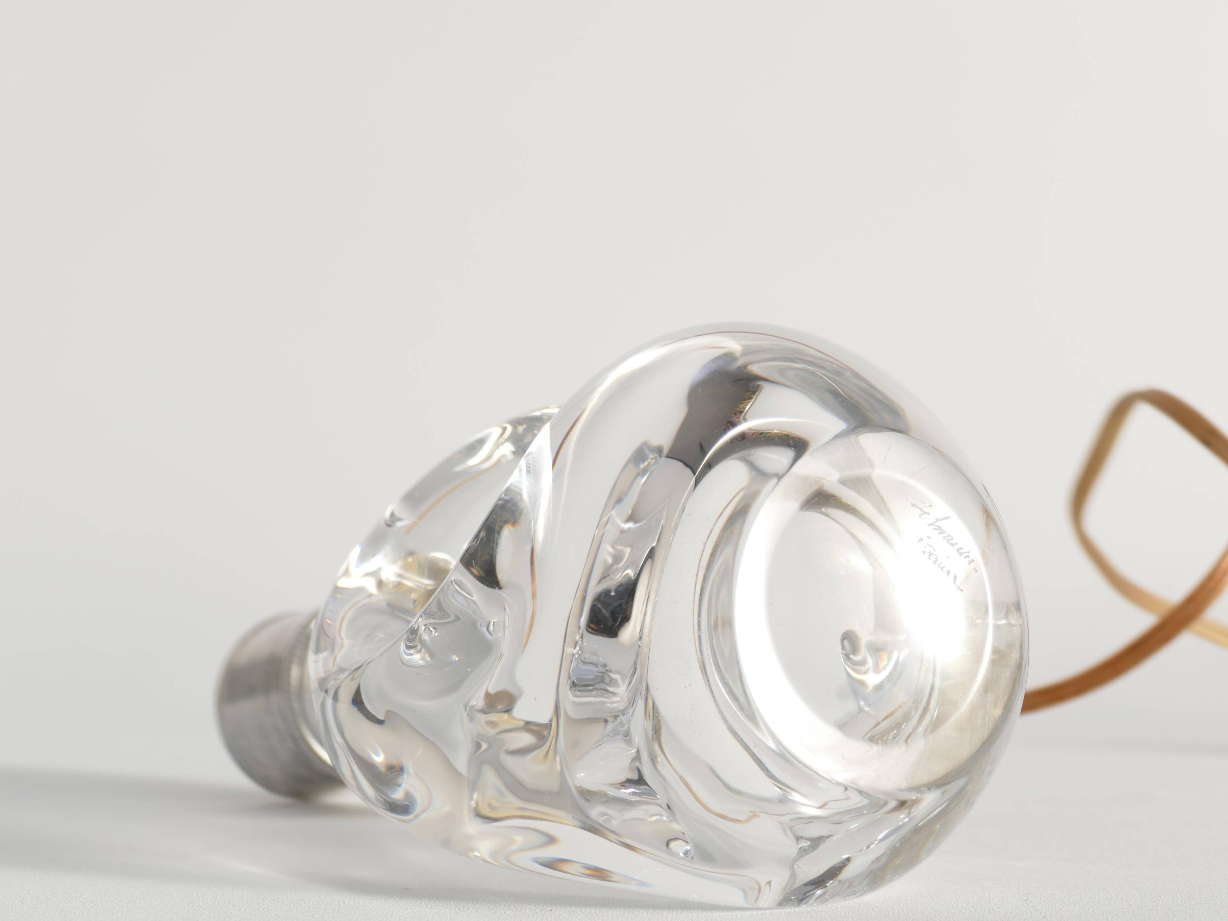 Sculptural Clear Crystal Glass Table Lamp by Schneider, France, 1950s