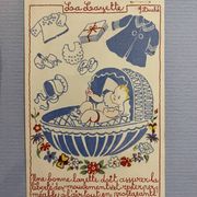 3 illustrations anciennes de puériculture encadrées