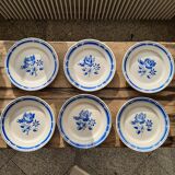 Loy 6 assiettes fleurs bleues Badonviller