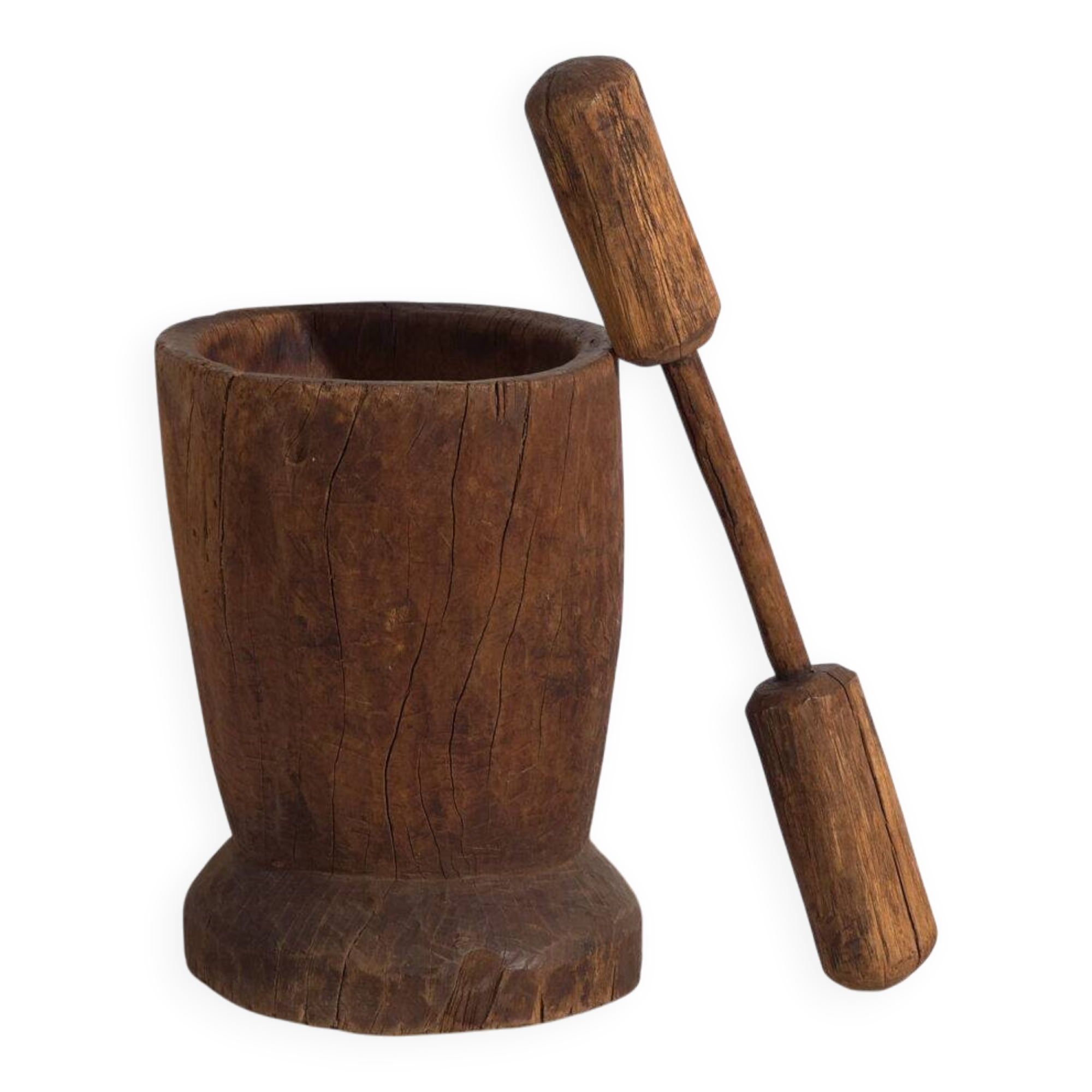 Mortier et pilon anciens de style wabi-sabi (c.1920) #1