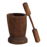 Mortier et pilon anciens de style wabi-sabi (c.1920) #1