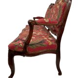 Louis XV style bench upholstered with petit point tapestry, early 19th century