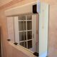 Allibert vintage toilet cabinet three mirror doors, two drawers, lamp