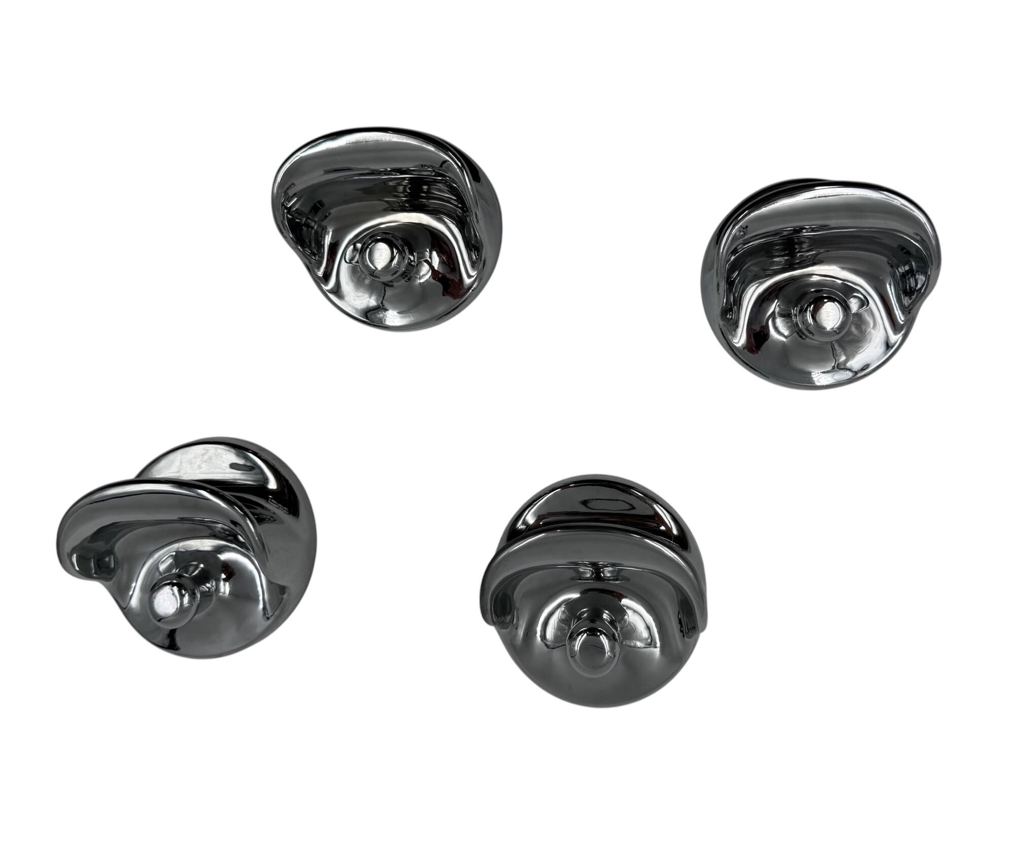 Space age set of 4 chrome plastic coat hangers, Olaf Von Bohr, Kartell Ital