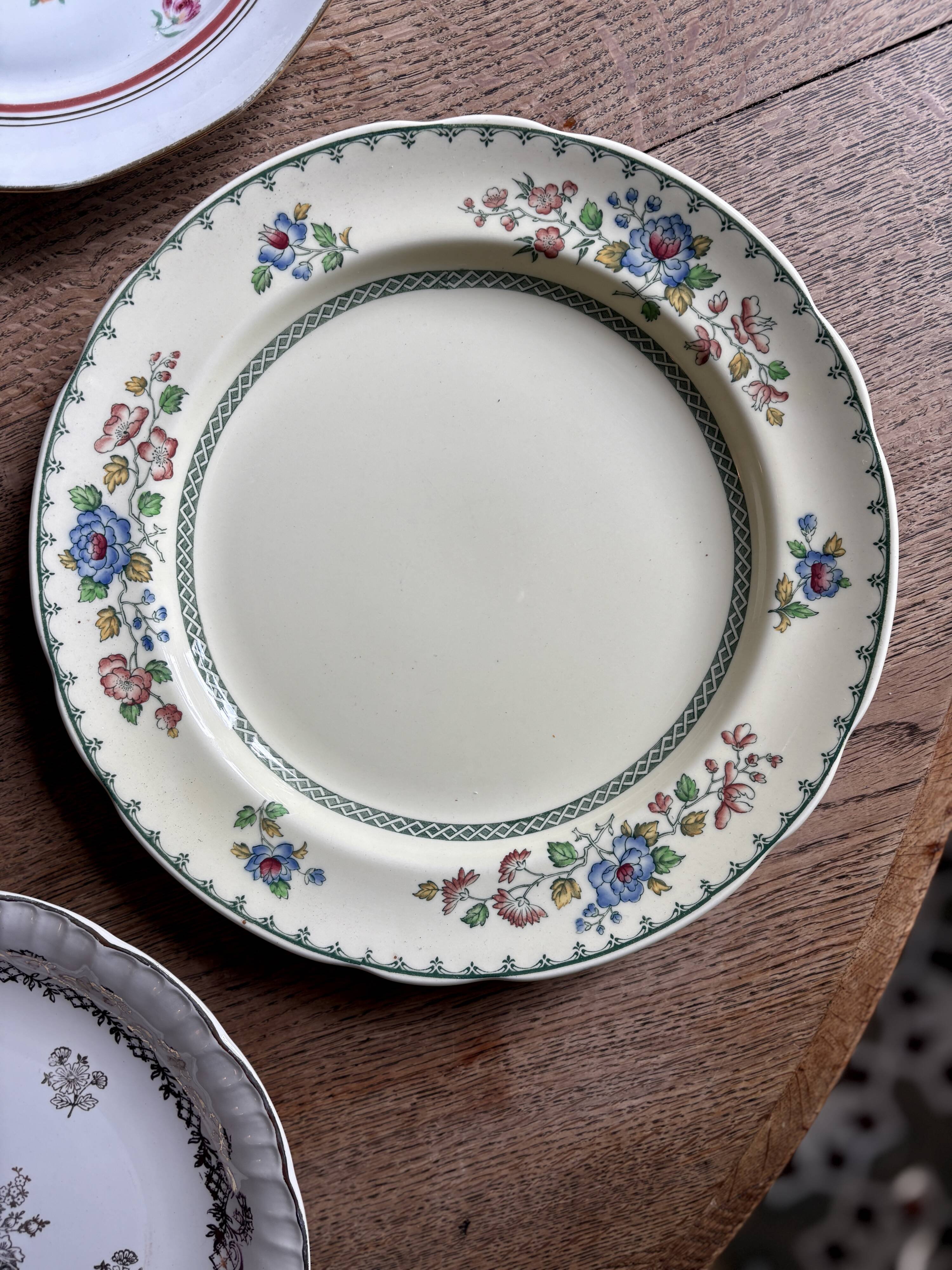 Lot de 12 assiettes plates vintage dépareillées