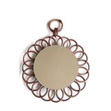 Rattan flower mirror, 1970s - 26 cm