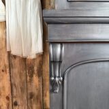 Large black patinated glass bookcase (renovated)