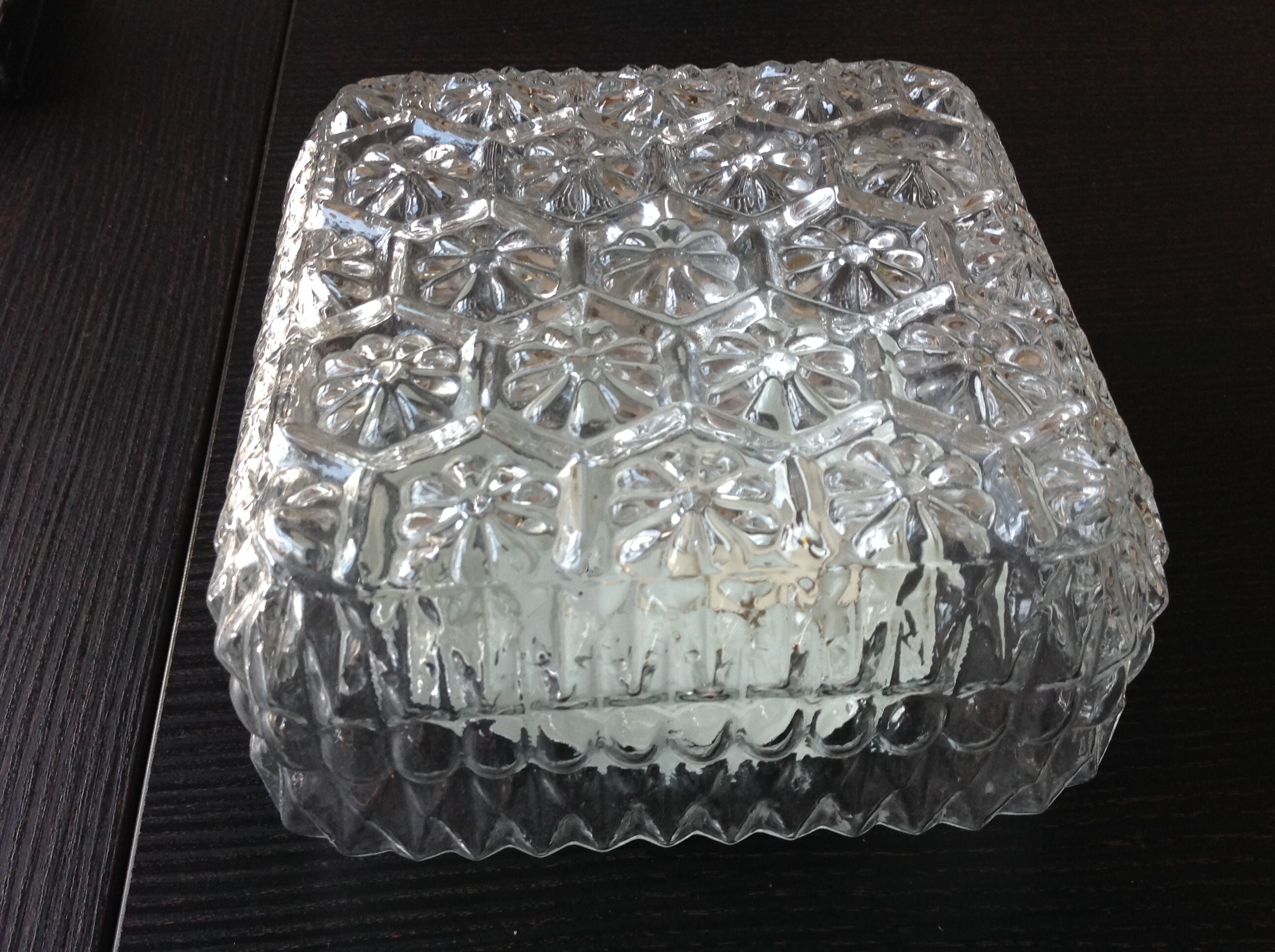 Structured /vintage square glass ceiling lamp 60s-70s