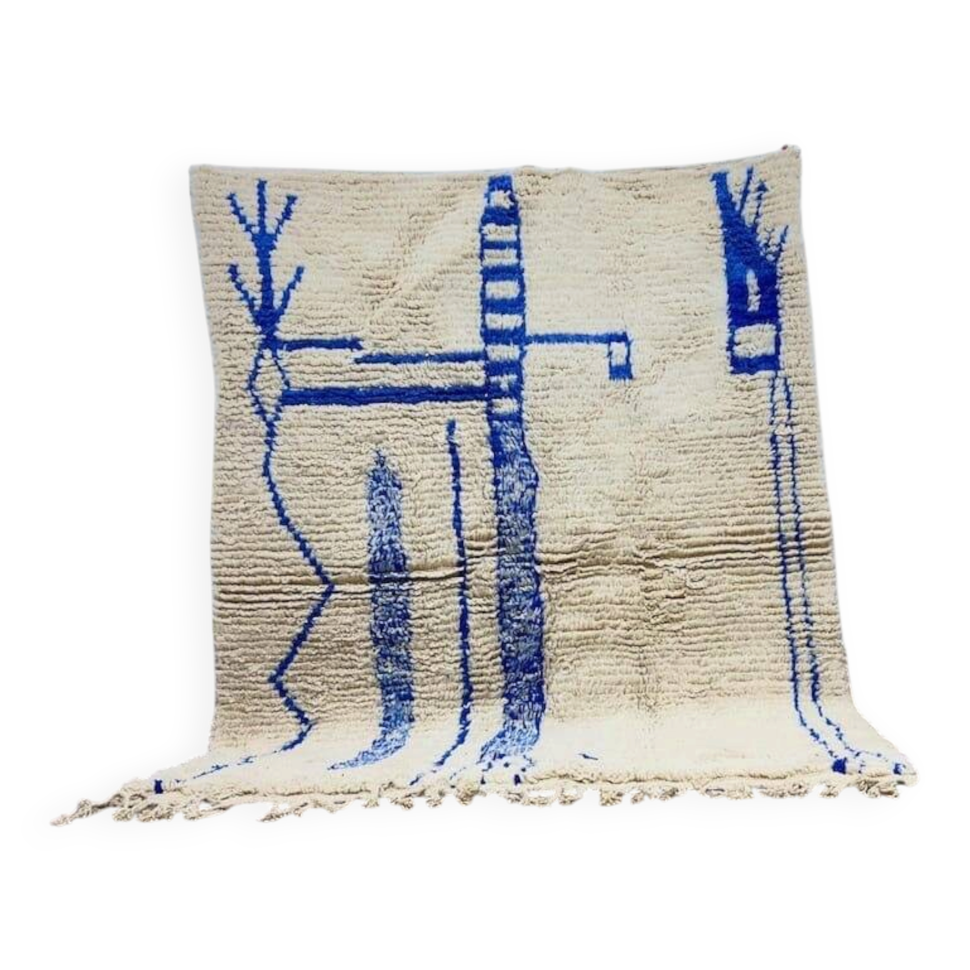 Handwoven natural wool rug, size 150/250 cm.