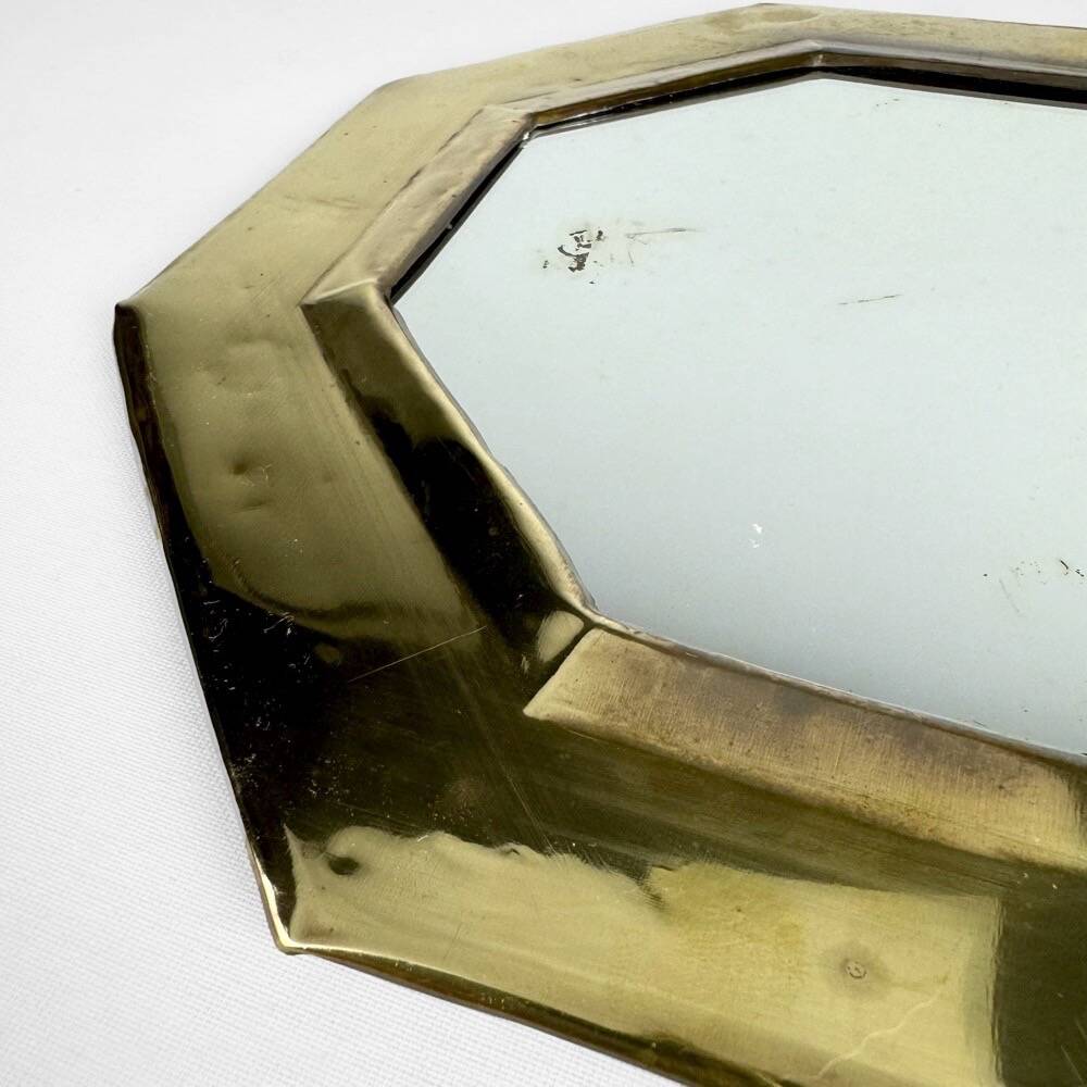 Vintage brass octagonal mirror