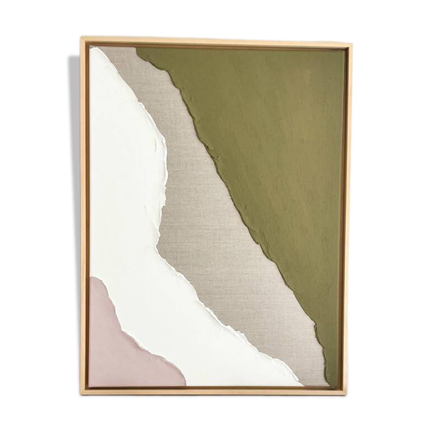 Minimalist relief table linen, khaki, pink, cream.