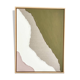 Tableau relief minimaliste lin, kaki, rose, crème