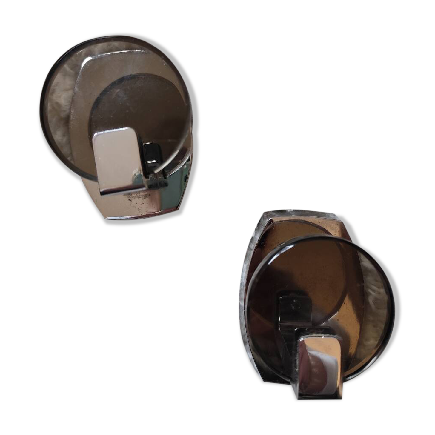 2 tempered glass coat hooks Space Age, 1970s