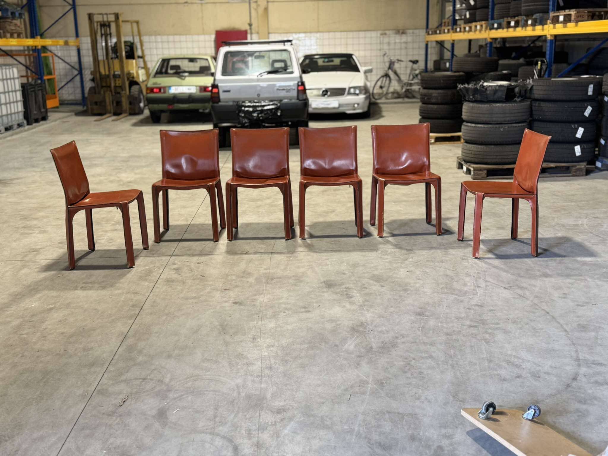 Cassina 6x Cab 412 burgundy by Mario Bellini NP : 9000€