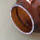 Amber glass tulip for suspension or kerosene lamp. Hemmed edge