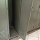 Industrial gray metal locker with 6 doors