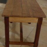 Table de ferme en chêne à pieds joinds par une entretoise