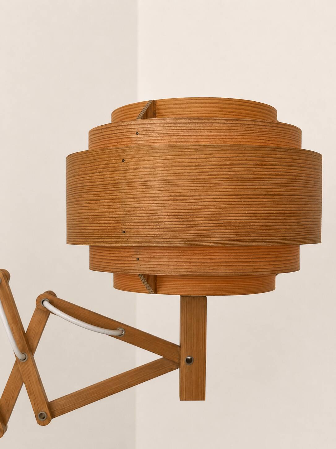 Vintage wall lamp, pine slats, Hans Agne Jakobsson Sweden 1970