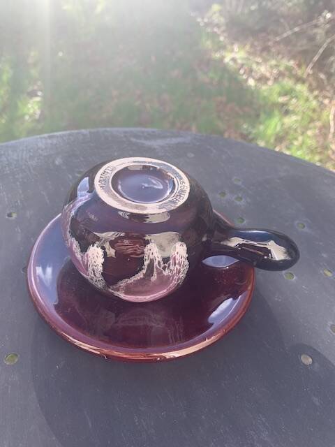 Coffee or tea service in enameled ceramic by Marius Giuge, artisan potter in Vallauris,