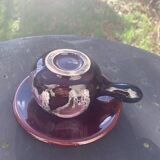 Coffee or tea service in enameled ceramic by Marius Giuge, artisan potter in Vallauris,
