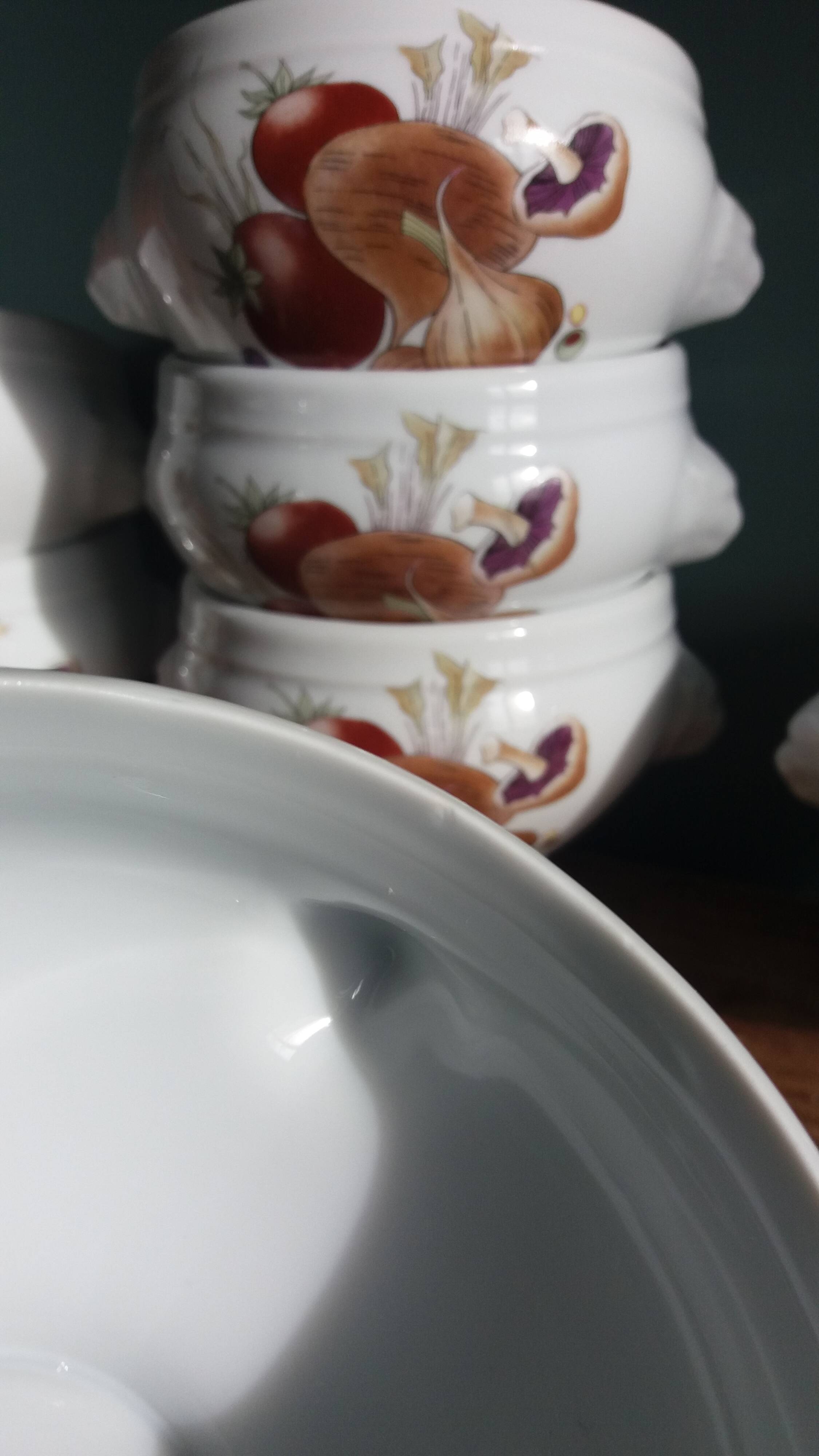 Pyrolux Lourioux porcelain soup bowls