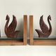 Pair of greenhouse books swans in wood and bakelite 50s