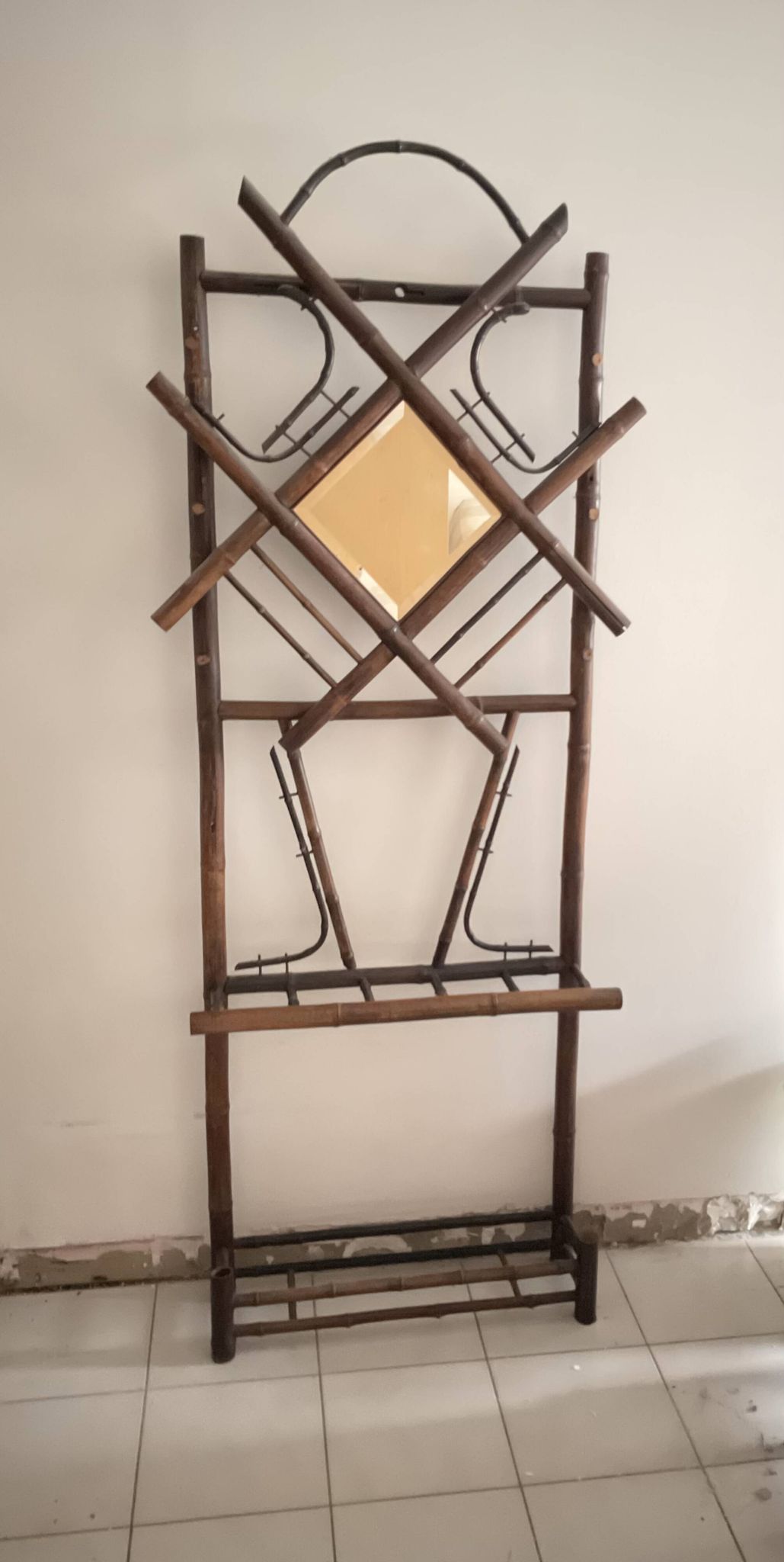 Coat rack for hats and umbrellas, bamboo, 19th century.