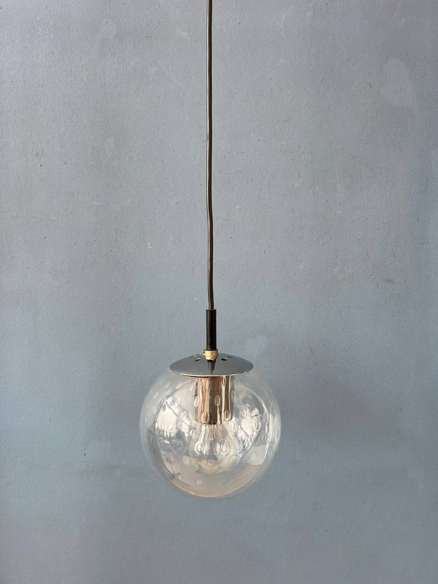 Vintage small Raak seeded glass hanging lamp