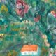 Original Swedish Oil on Canvas – “Hilly Landscape with Houses” by Lalla Blecher – Signed – Vintage & Framed