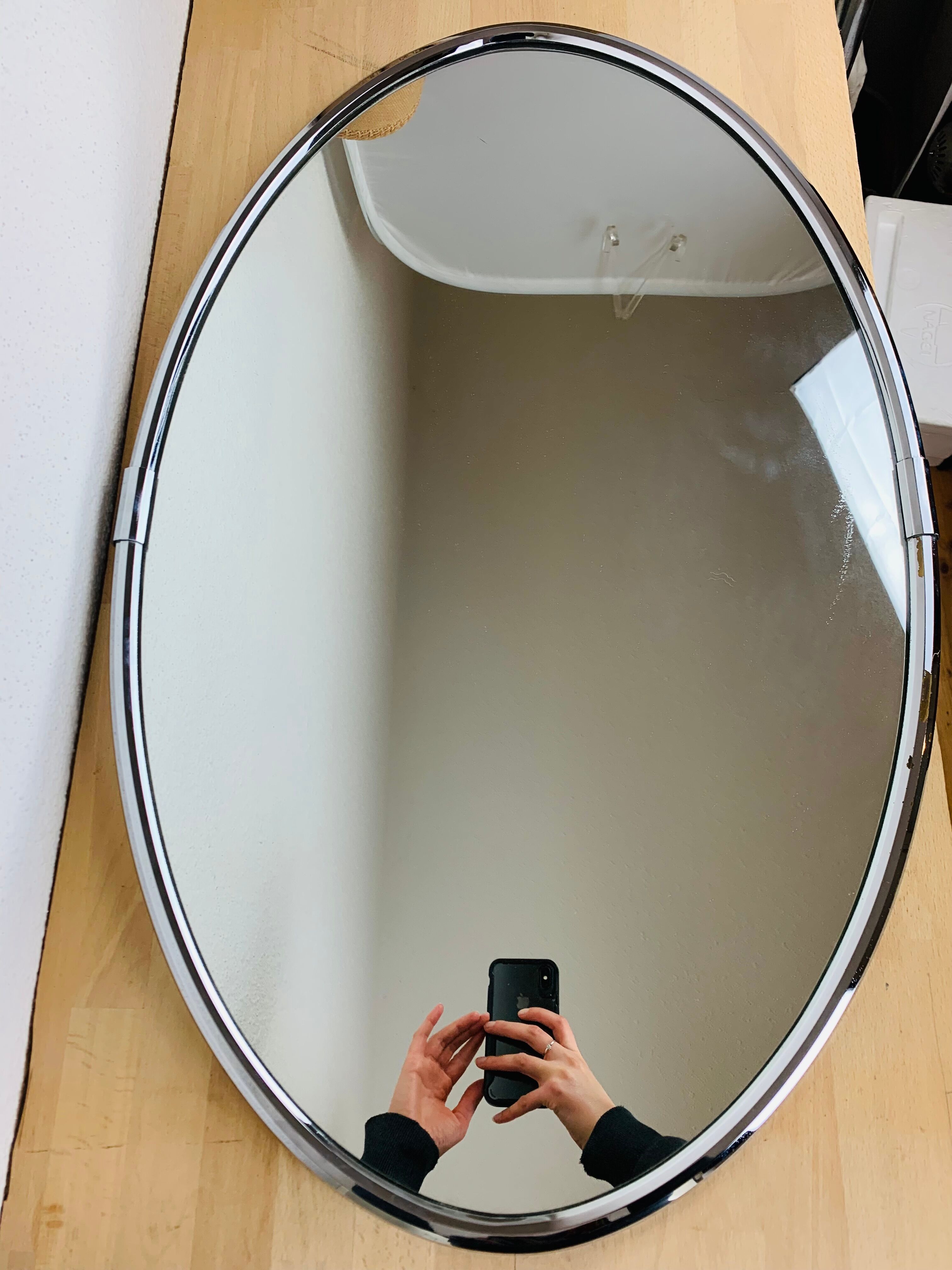 Oval mirror 51 x 81 cm chrome 1970