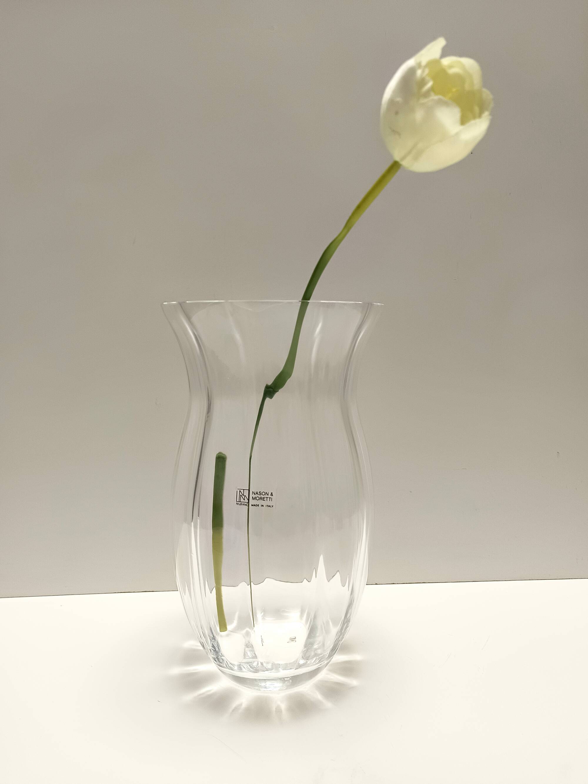 Transparent Murano Glass Vase by Moretti and Nason, Labeled, Italy 1990s
