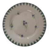 Assiette vieillard bordeaux fleurs violettes