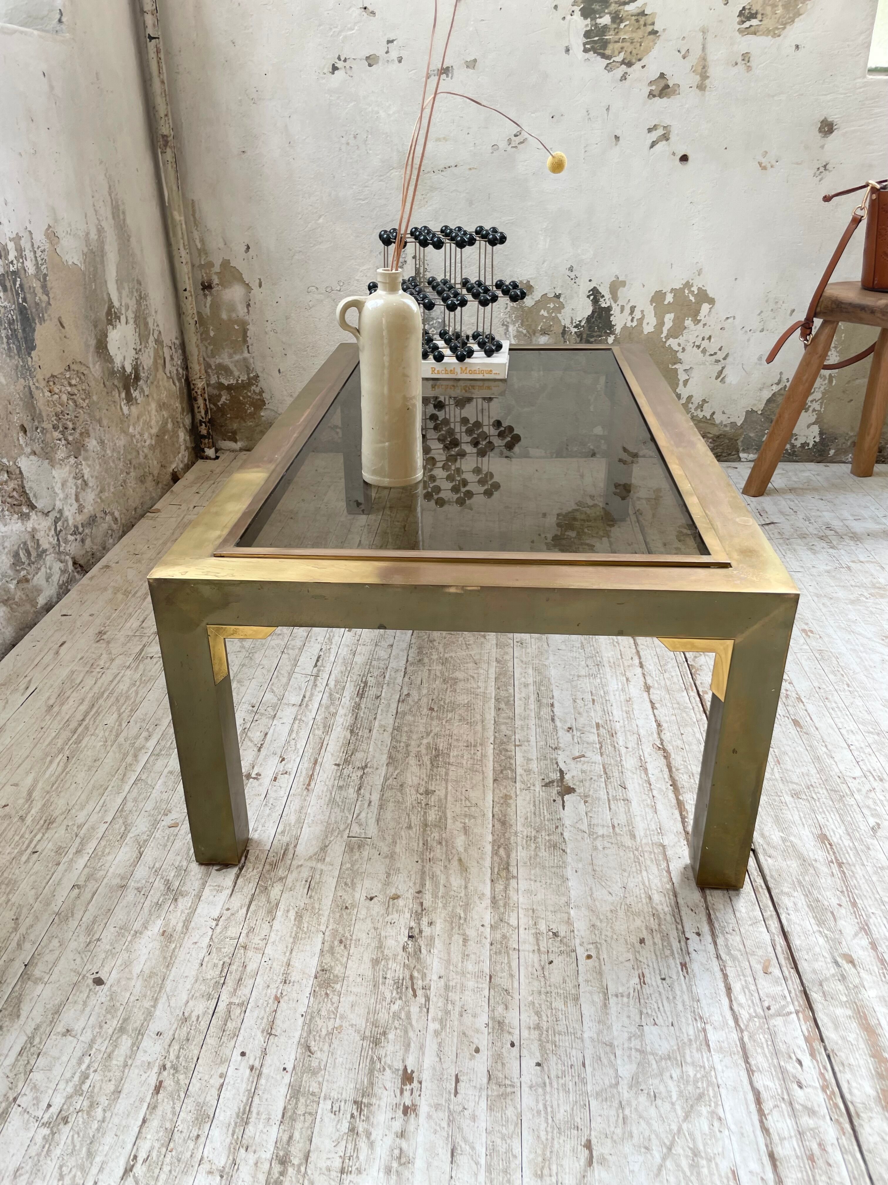 60s brass coffee table