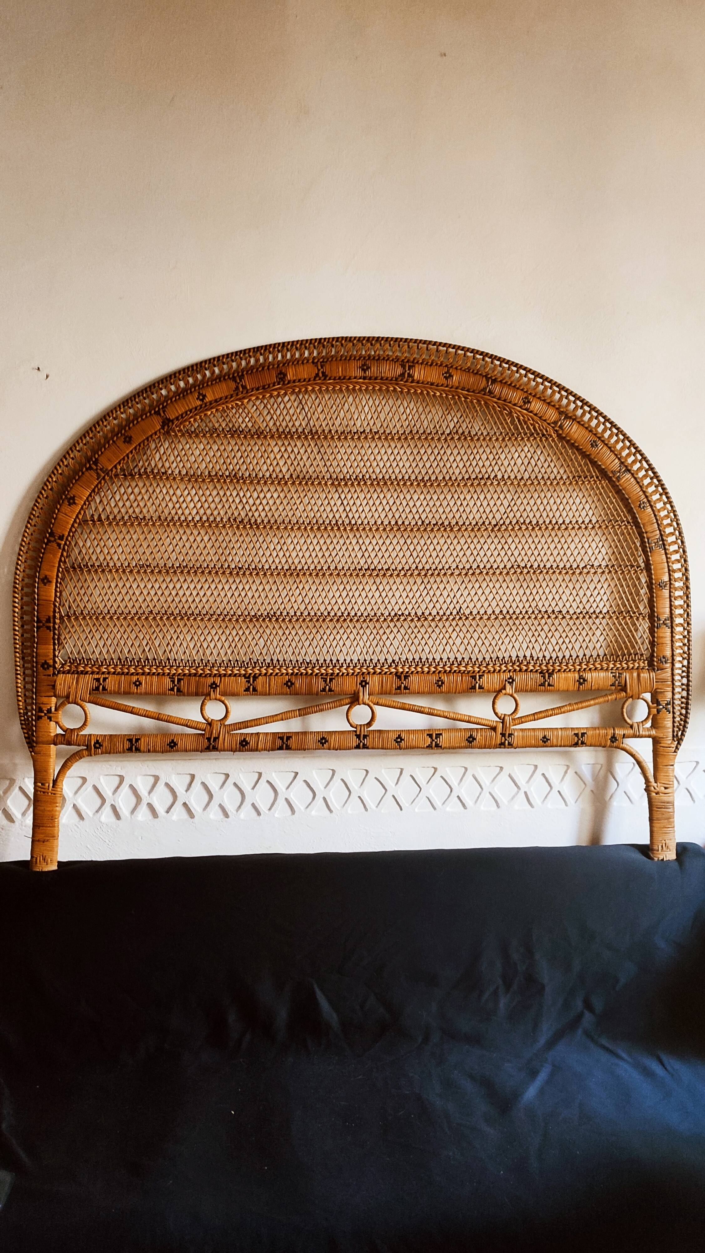Vintage rattan headboard