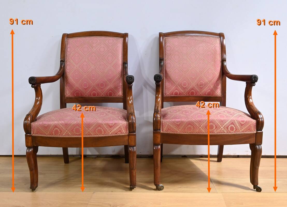 Paire de Fauteuils en Acajou, époque Restauration – Début XIXe
