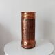Vintage brutalist umbrella stand in hammered copper with a wood effect.