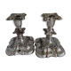 Pair of silver metal candle holders