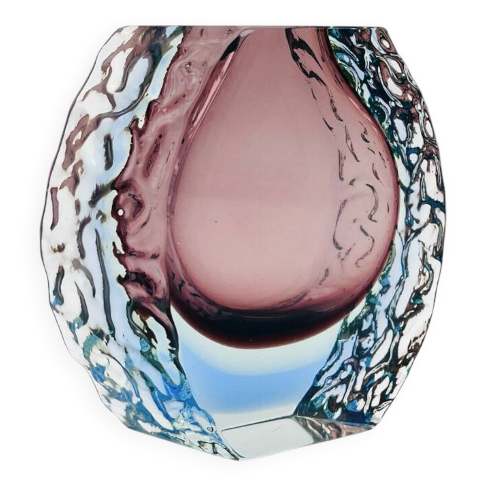 Mandruzzato Murano Sommerso Quadri-layer Outline UV Rare 70s Vase