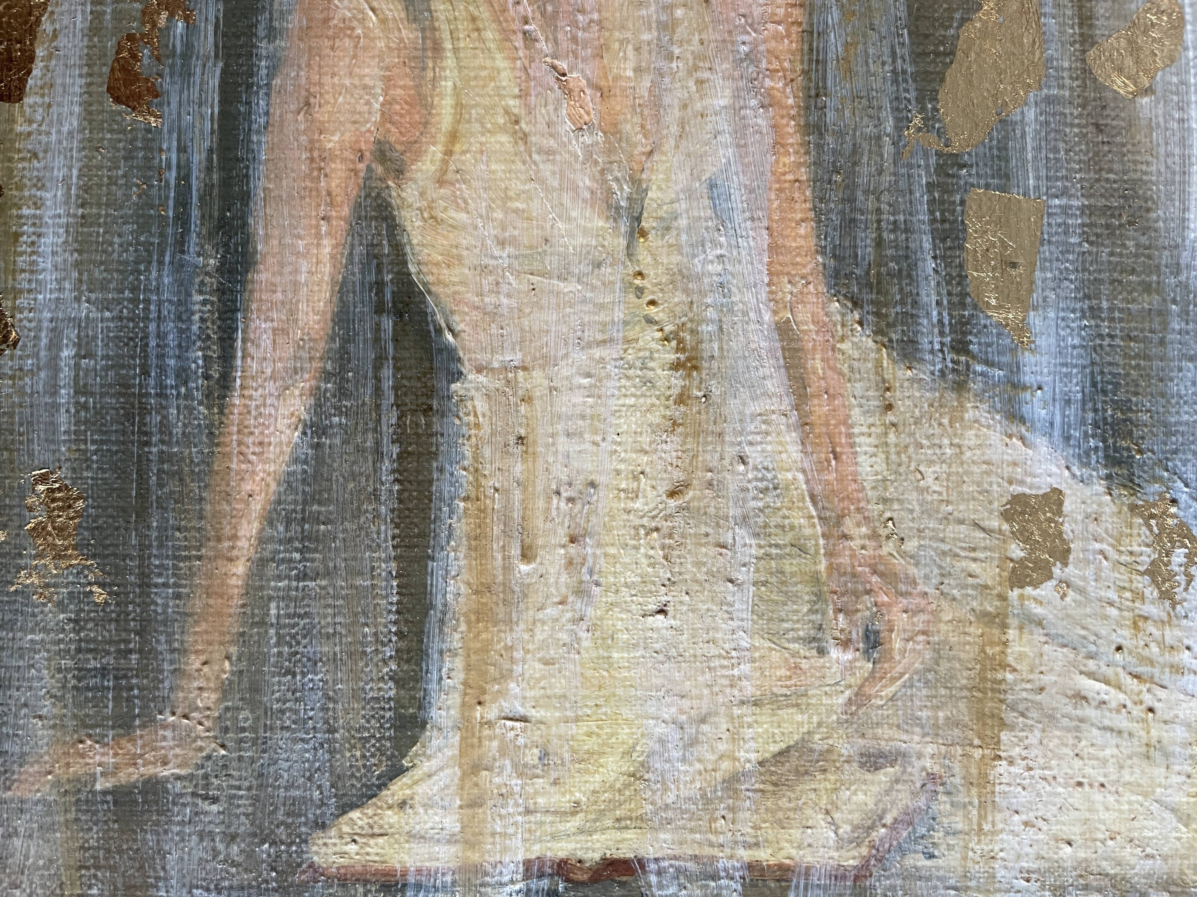 Painting signed oil on canvas with gold leaf finish “The Bride”
