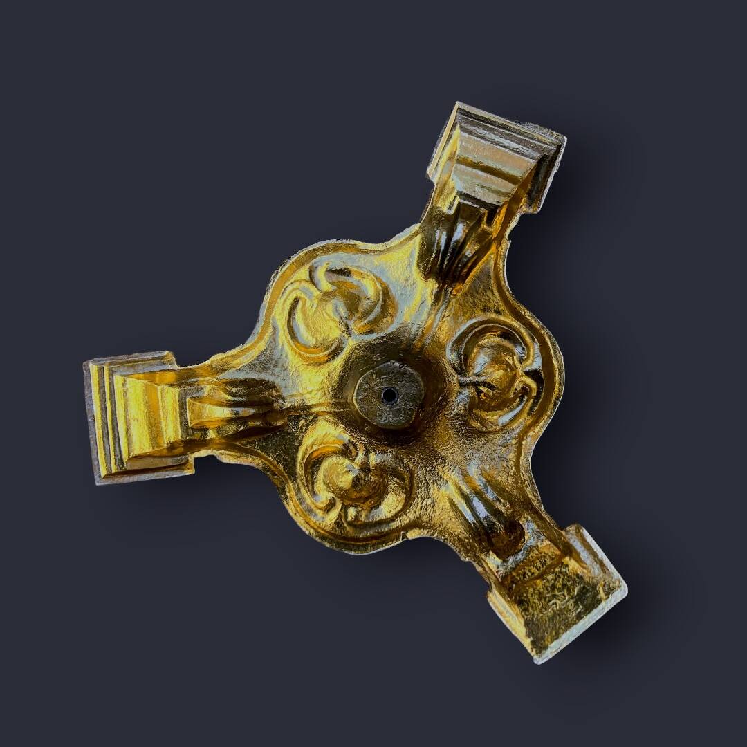 Large golden footed ashtray, moulded glass – 1960s