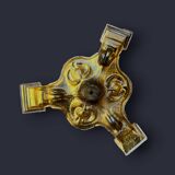 Large golden footed ashtray, moulded glass – 1960s