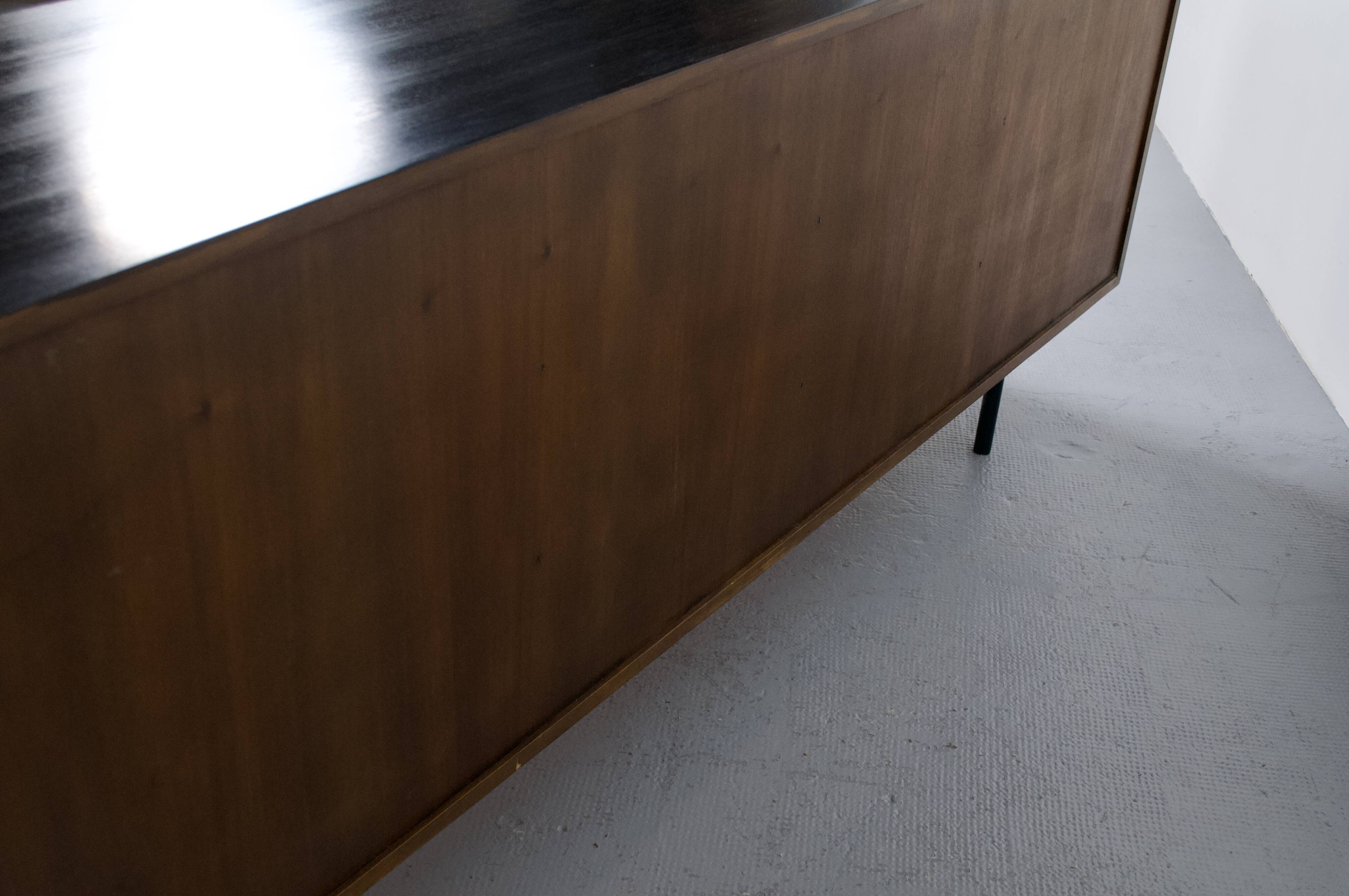 Enfilade florence knoll model 116 wood leather and raffia 1960